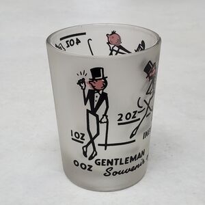 Vintage "Just Plain Drunk" Shot Glass with Pink Accents Stick Figures In Tuxedos